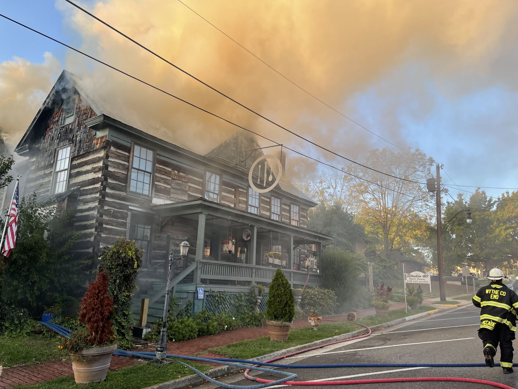 Log House fire